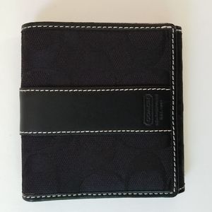 Coach Black Signature Monogram Bifold Wallet 4"X4"